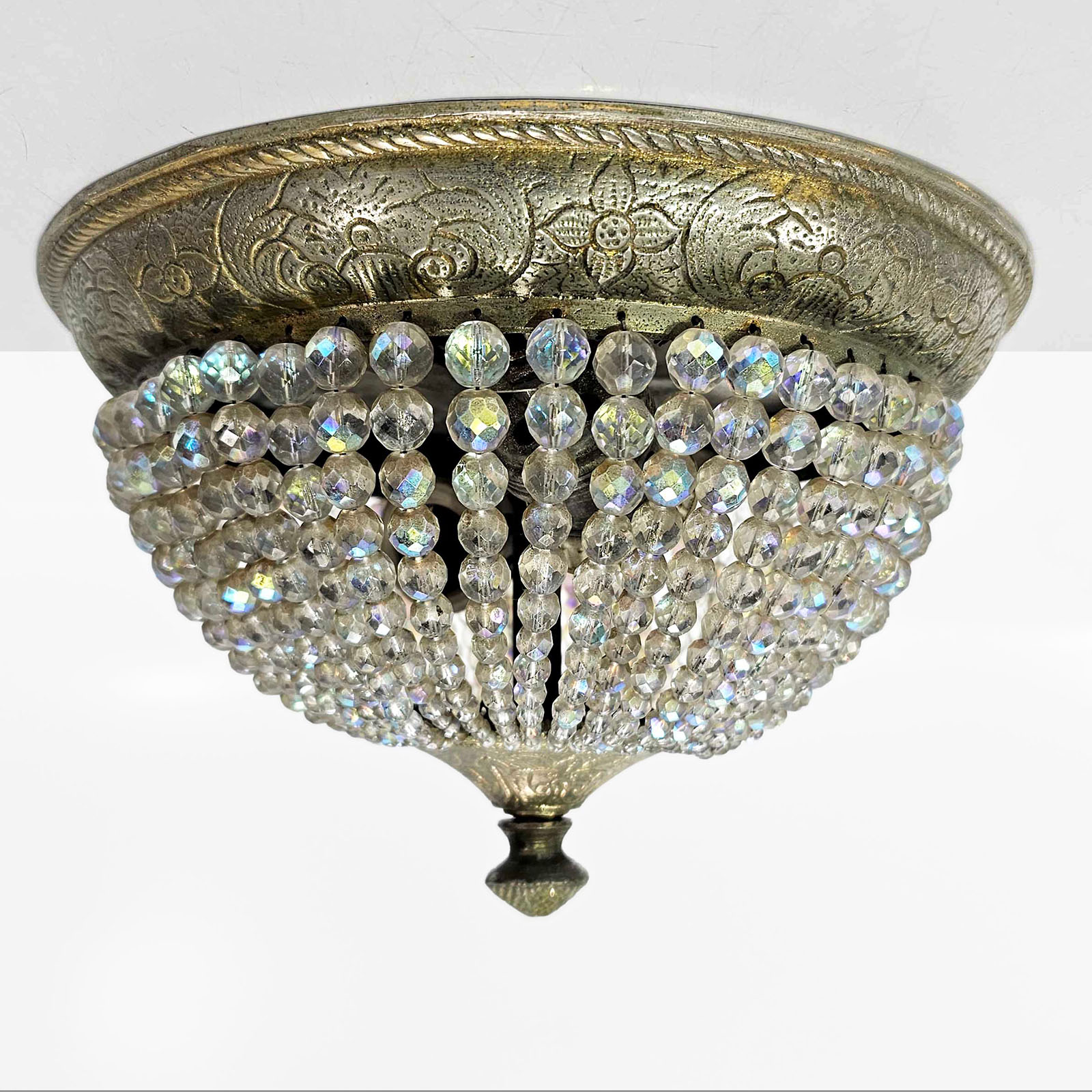 Plafón Imperio Cristal De Roca 2 Luces Antiguo 6863