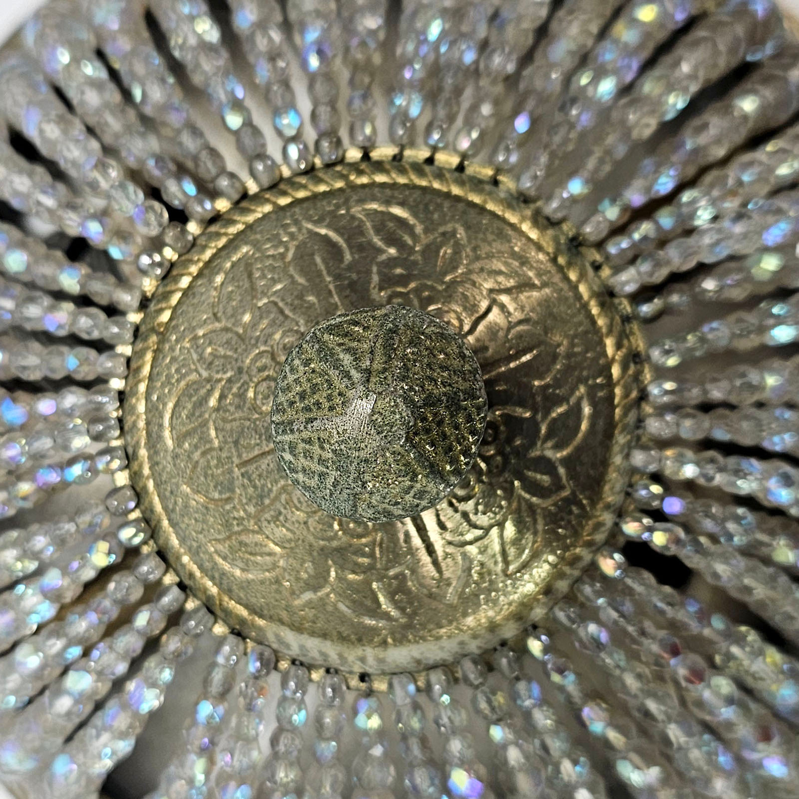 Plafón Imperio Cristal De Roca 2 Luces Antiguo 6863