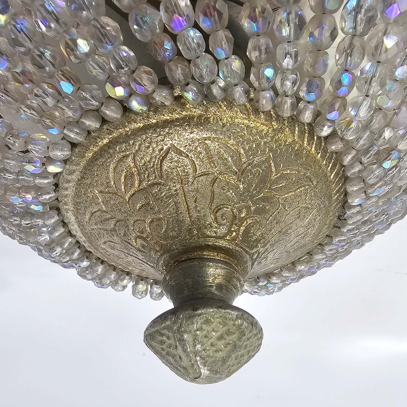 Plafón Imperio Cristal De Roca 2 Luces Antiguo 6863