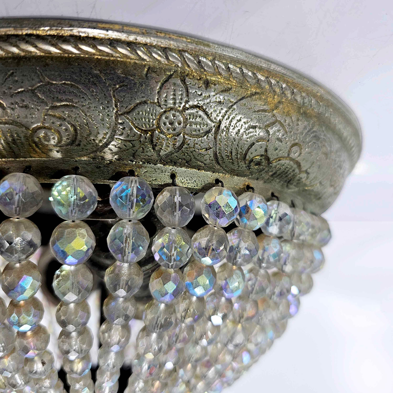 Plafón Imperio Cristal De Roca 2 Luces Antiguo 6863