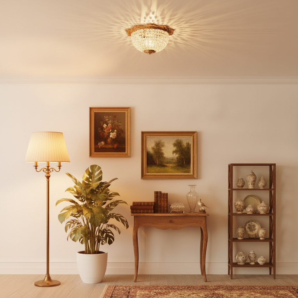 Plafón Imperio Bronce y Cristal de Roca 2 Luces (6992)