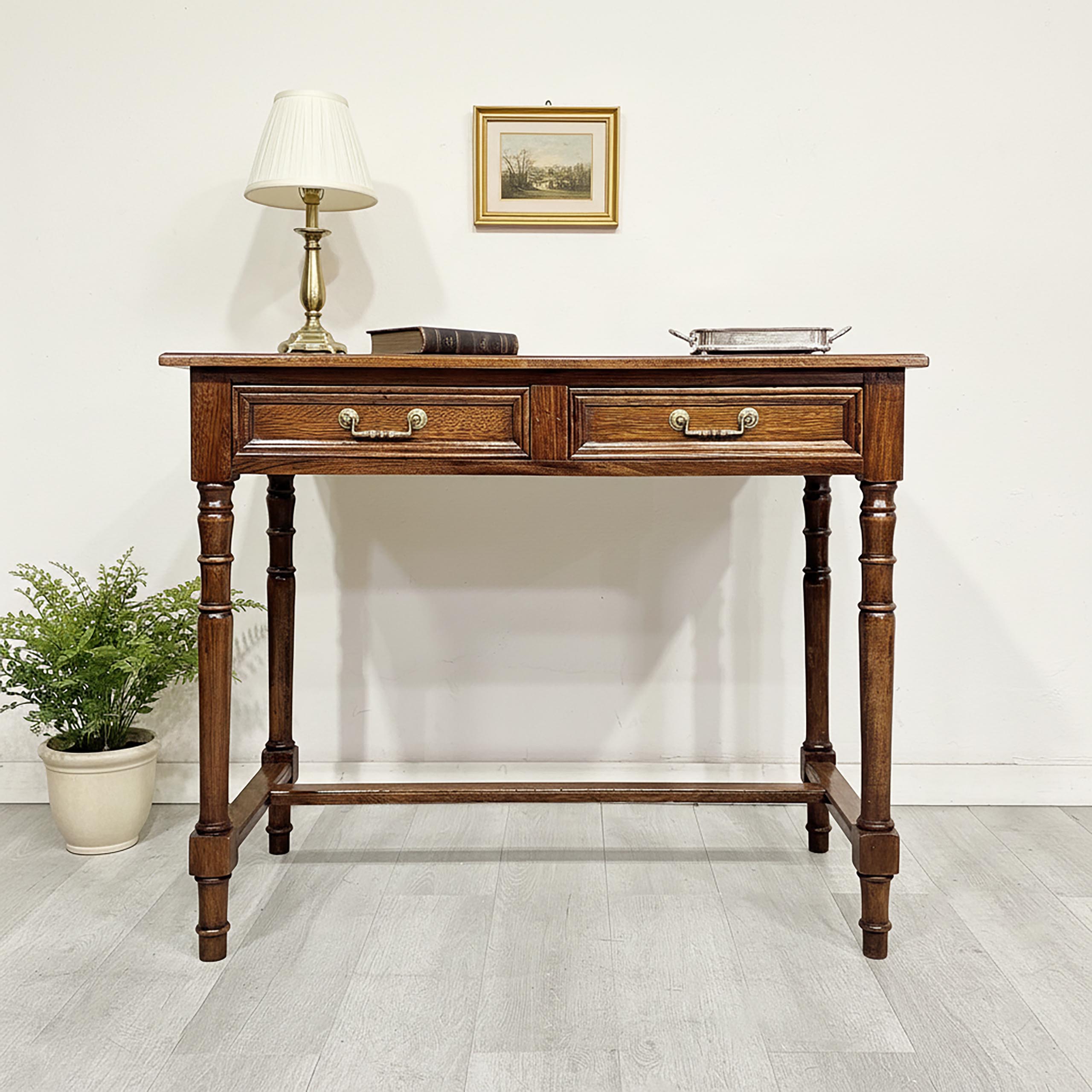 Escritorio Inglés Chico 2 Cajones Madera Cerejeira (7050)