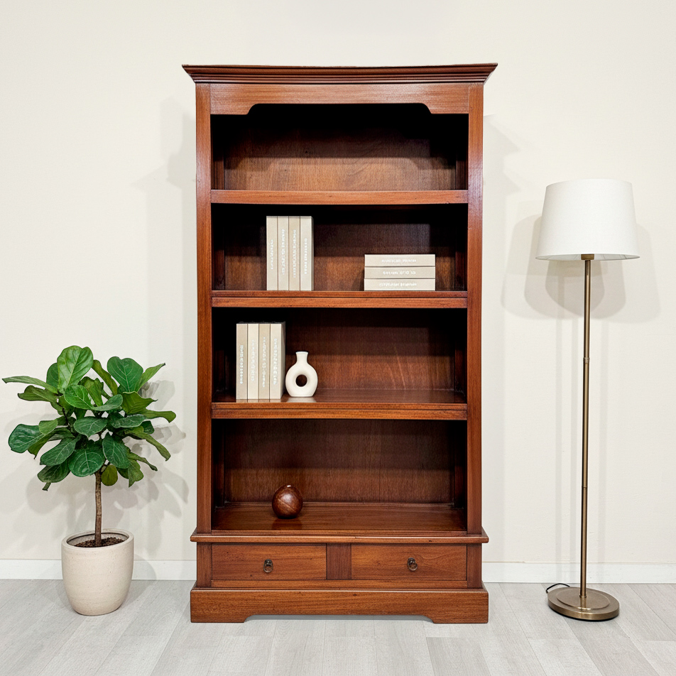 Biblioteca Estantería Alta Clásica 3 Estantes 2 Cajones (7051)