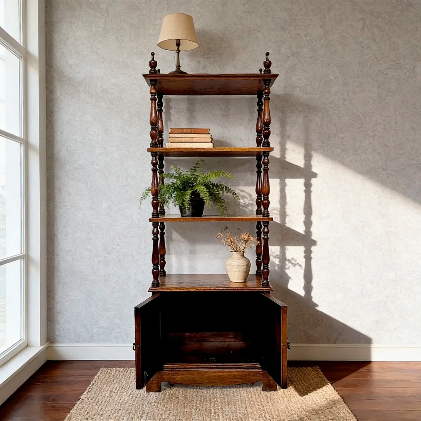 Biblioteca Estantería Antigua Inglesa Cedro Con Puertas (7083)