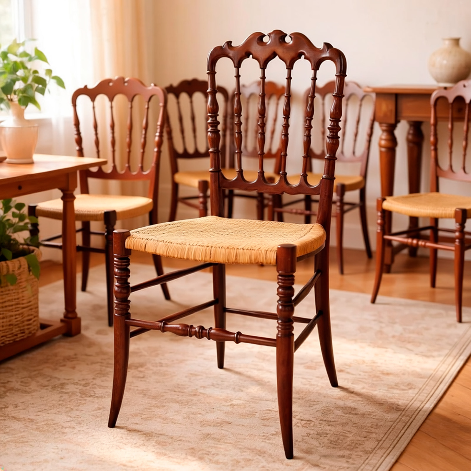 Silla Chiavari Italiana Original Sanguinetti Colombo Ratán (7087)