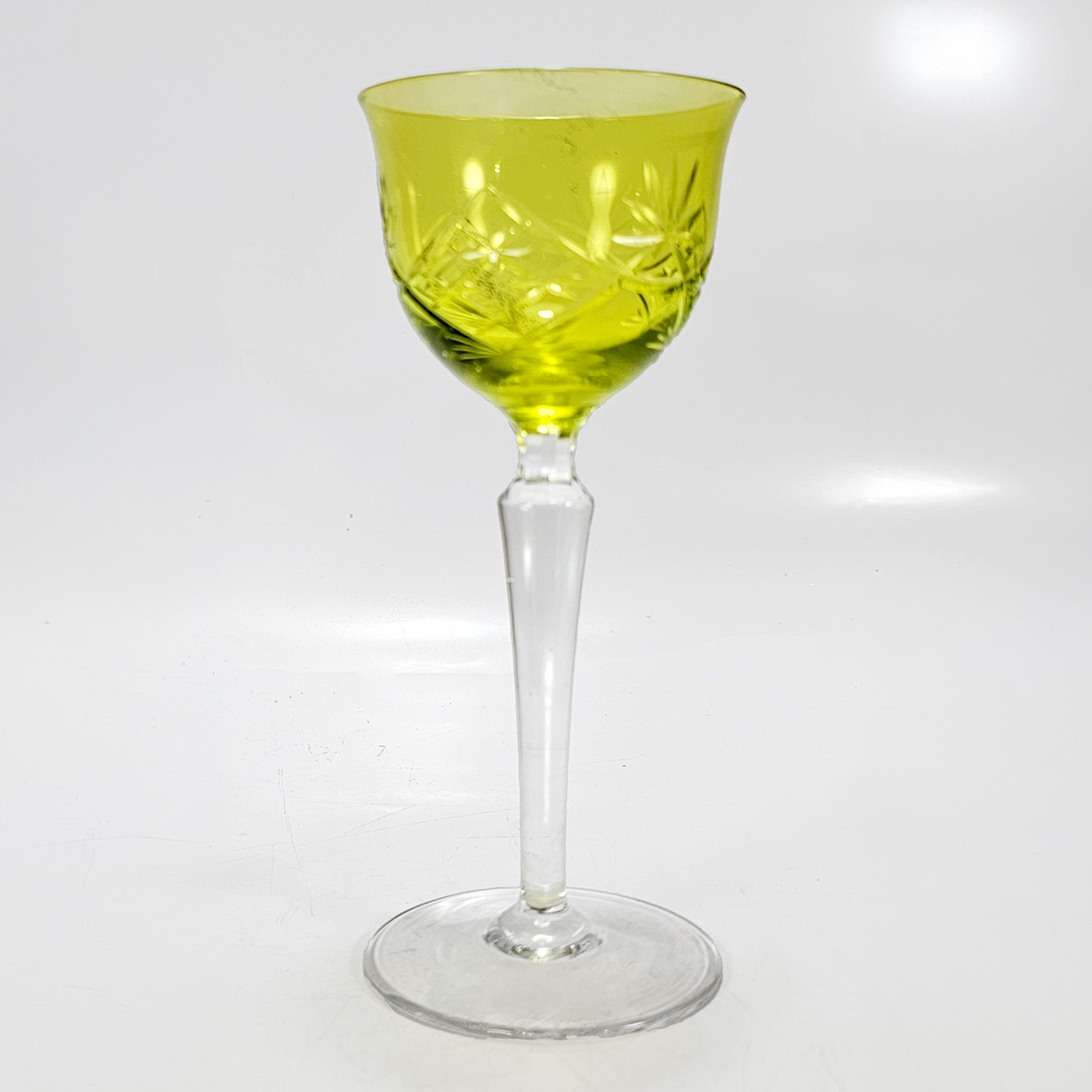 Copa Cristal Color Tallado Fuste Largo Europea (7095)