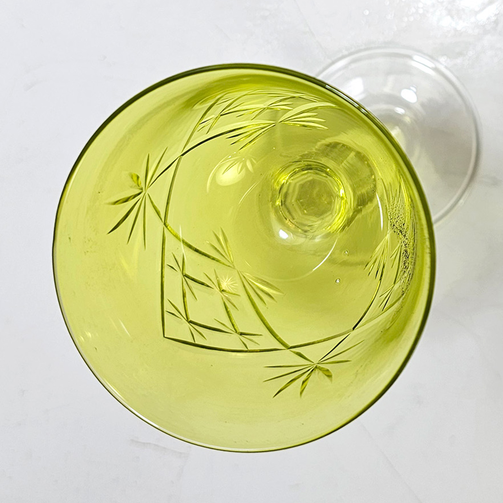 Copa Cristal Color Tallado Fuste Largo Europea (7095)