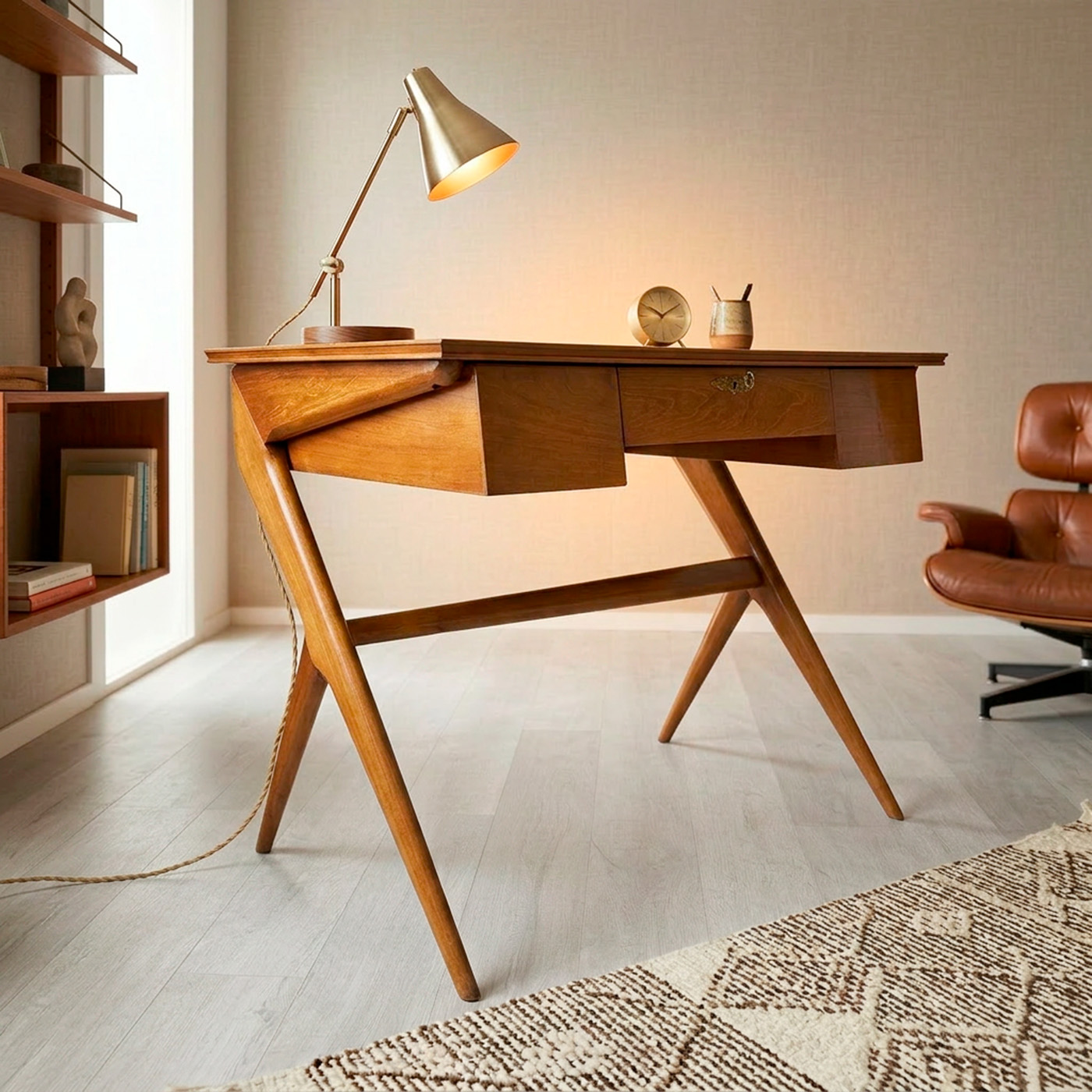 Escritorio Vintage Mid Century Guatambu 3 Cajones (7138)