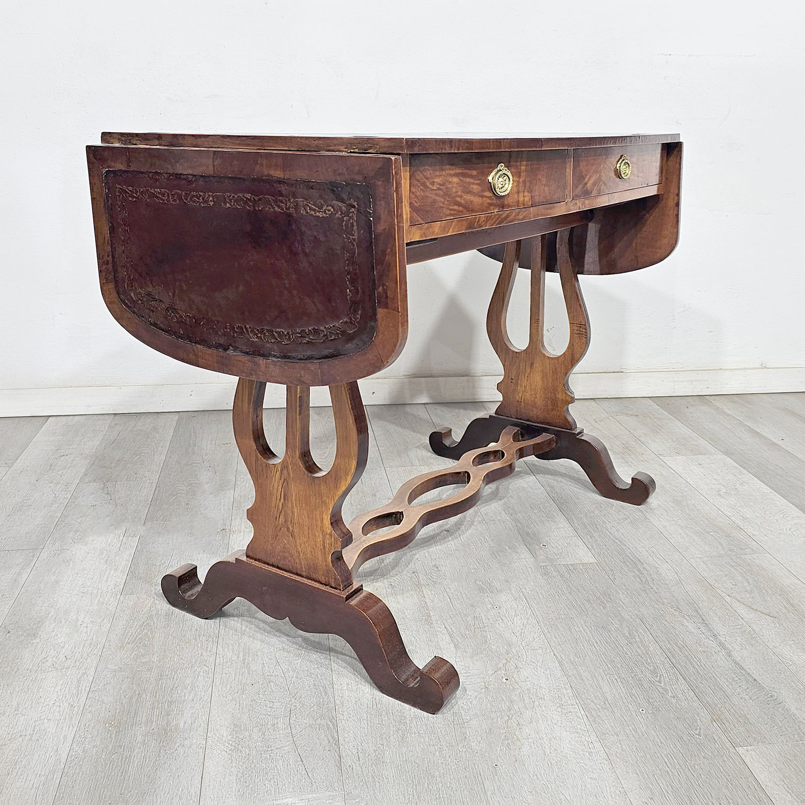 Mesa Auxiliar Sofa Table Antigua Inglesa Escritorio Cuero (7156)