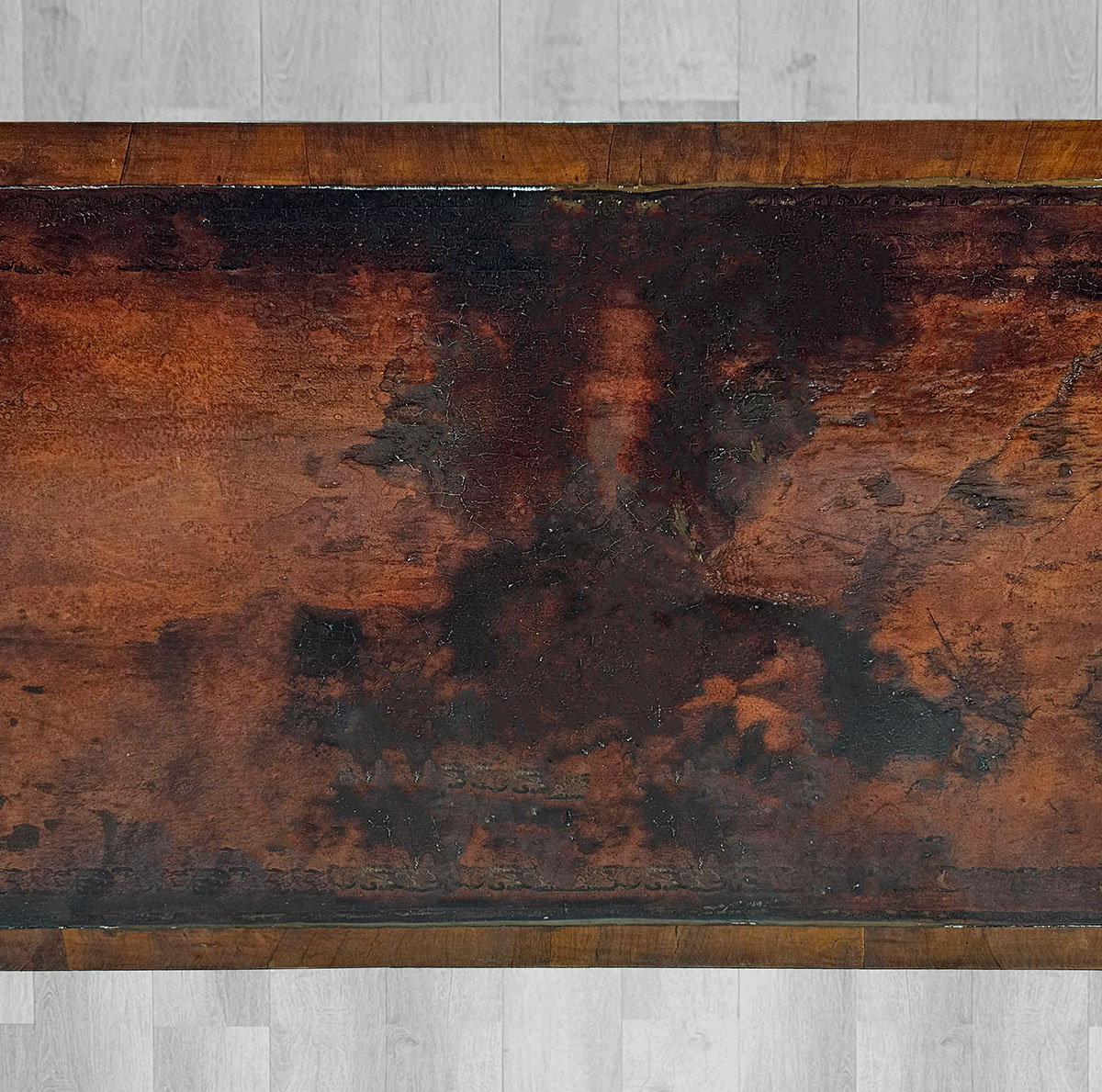 Mesa Auxiliar Sofa Table Antigua Inglesa Escritorio Cuero (7156)