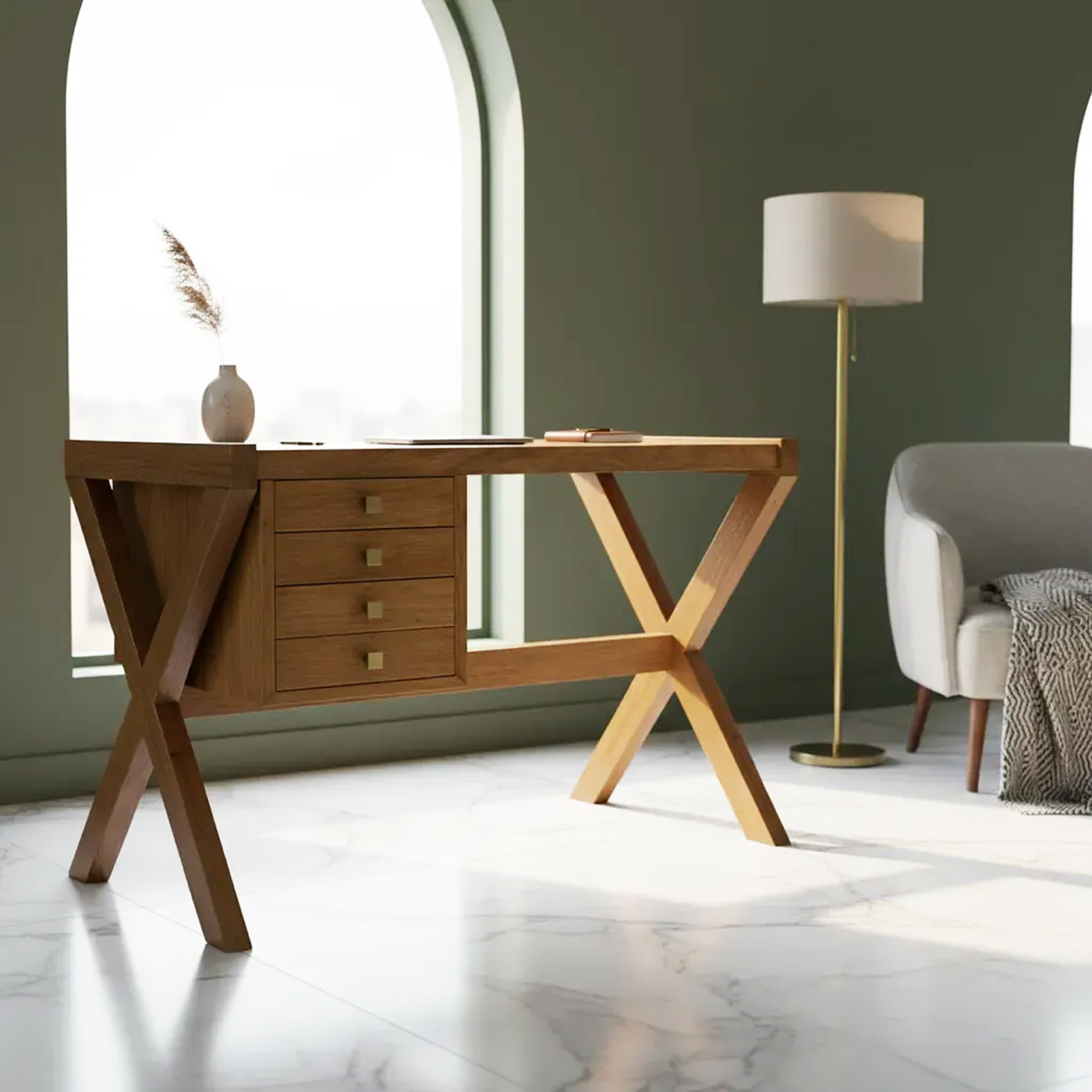 Escritorio Madera Peteribí Diseño Mid Century (7158)