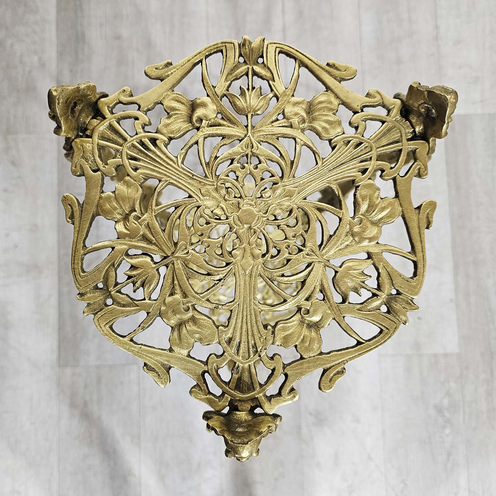 Mesa Auxiliar Pedestal Antigua Bronce Art Nouveau (7160)