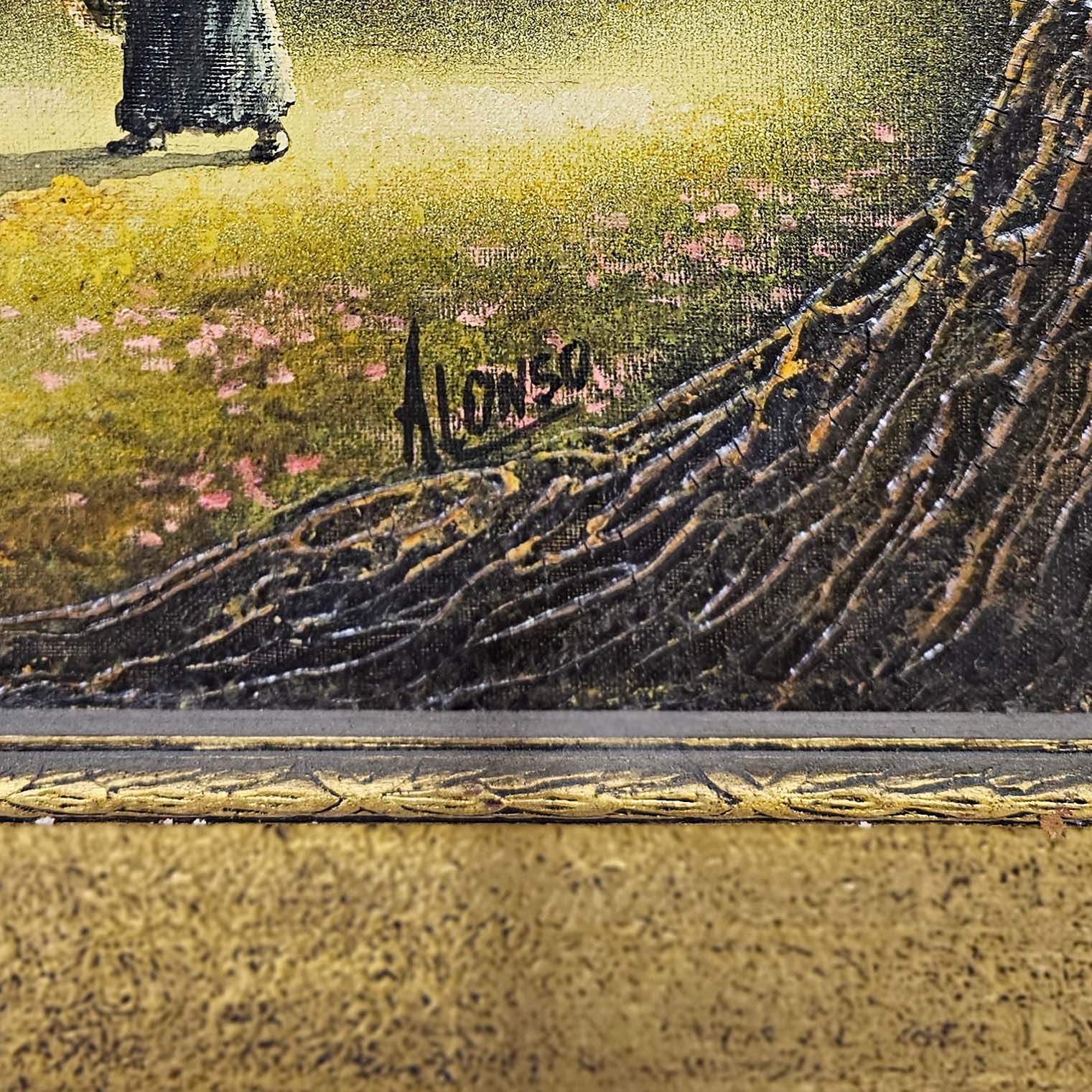 Cuadro Óleo Sobre Tela Paisaje Firmado Alonso (7176)