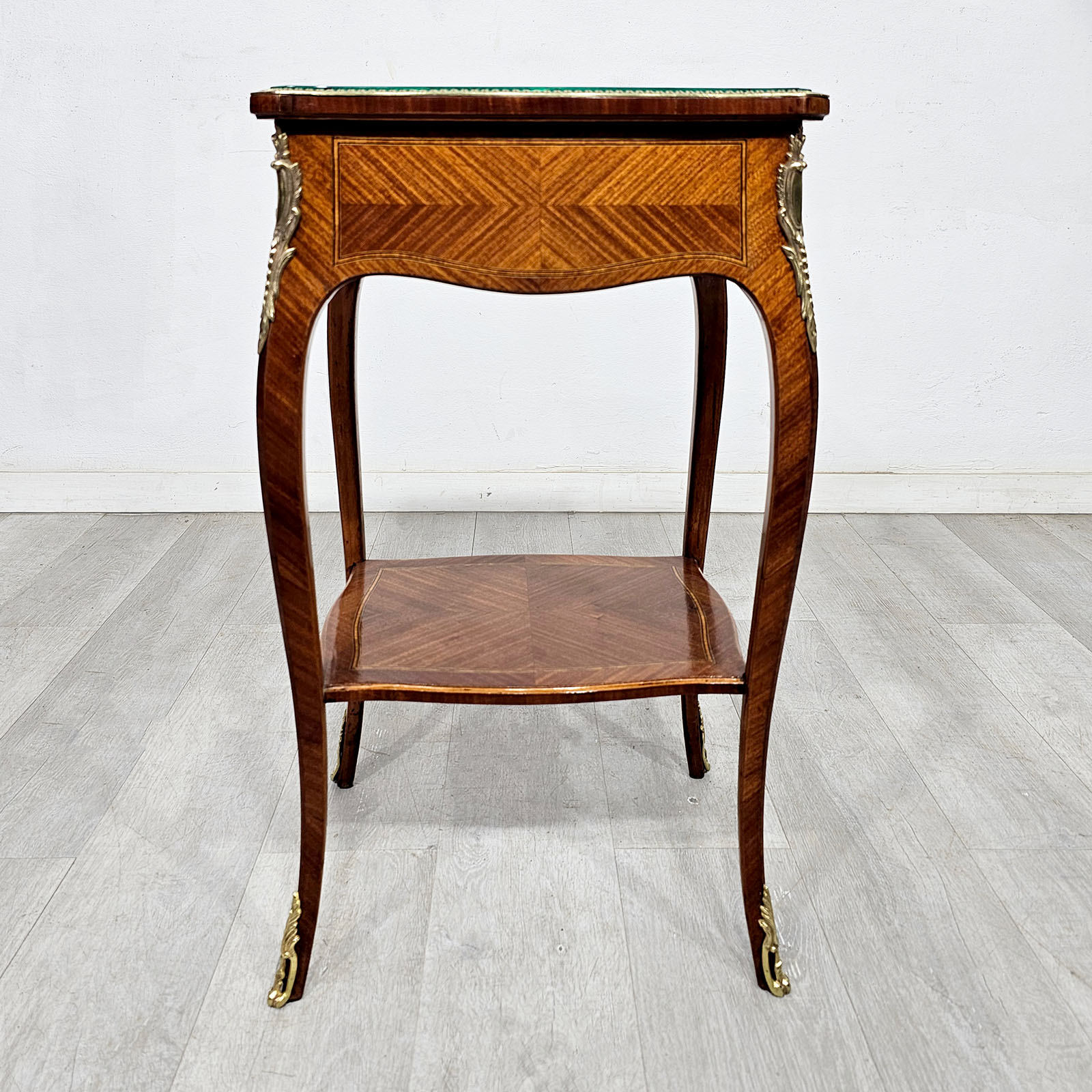 Mesa Auxiliar Francesa Marquetería Vidrio Biselado (7195)