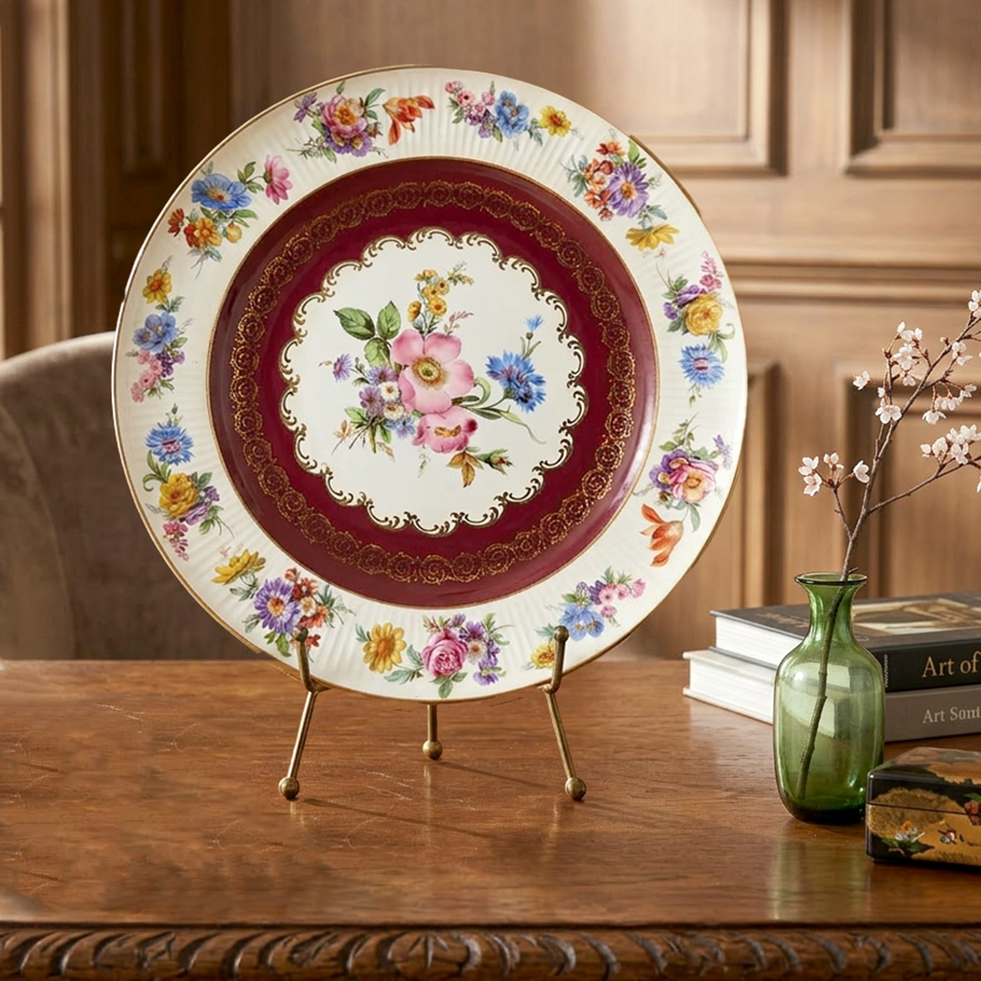 Plato Decorativo Porcelana Hofra Bavaria Floral 33 Cm (7234)