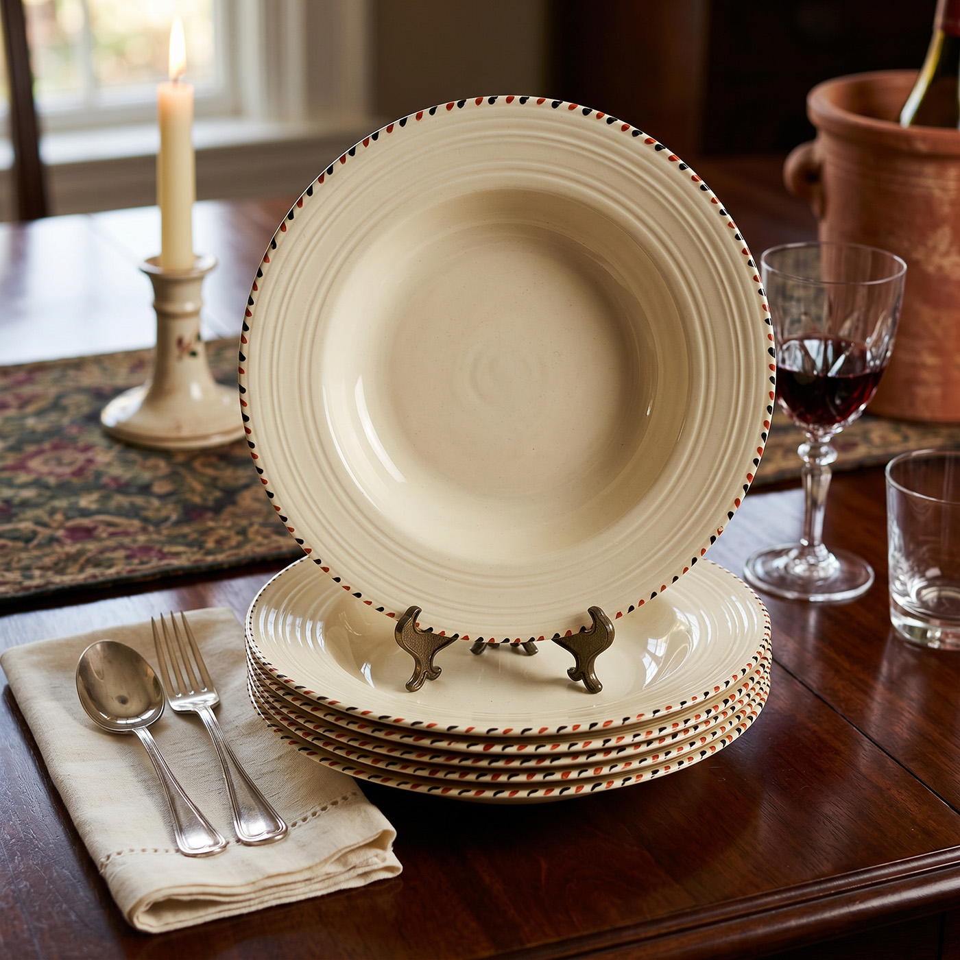 Set 6 Platos Hondos Crown Ducal Ingleses Art Déco (7238)