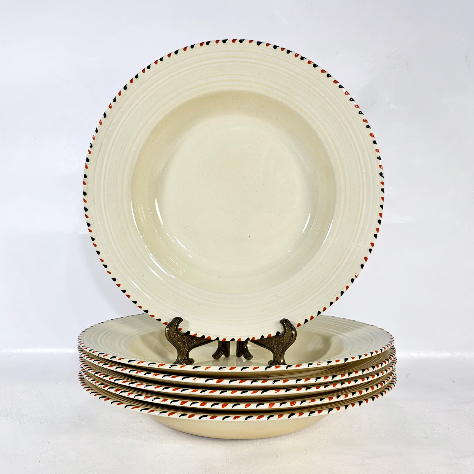Set 6 Platos Hondos Crown Ducal Ingleses Art Déco (7238)