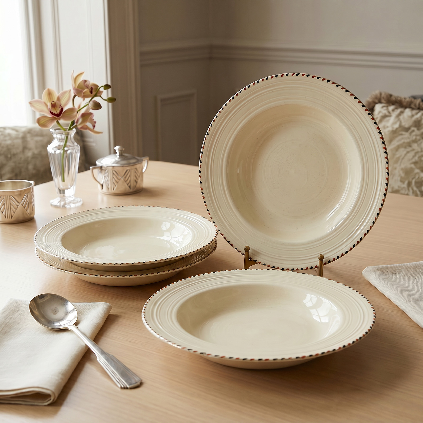 Set 4 Platos Hondos Crown Ducal Ingleses Art Deco (7239)