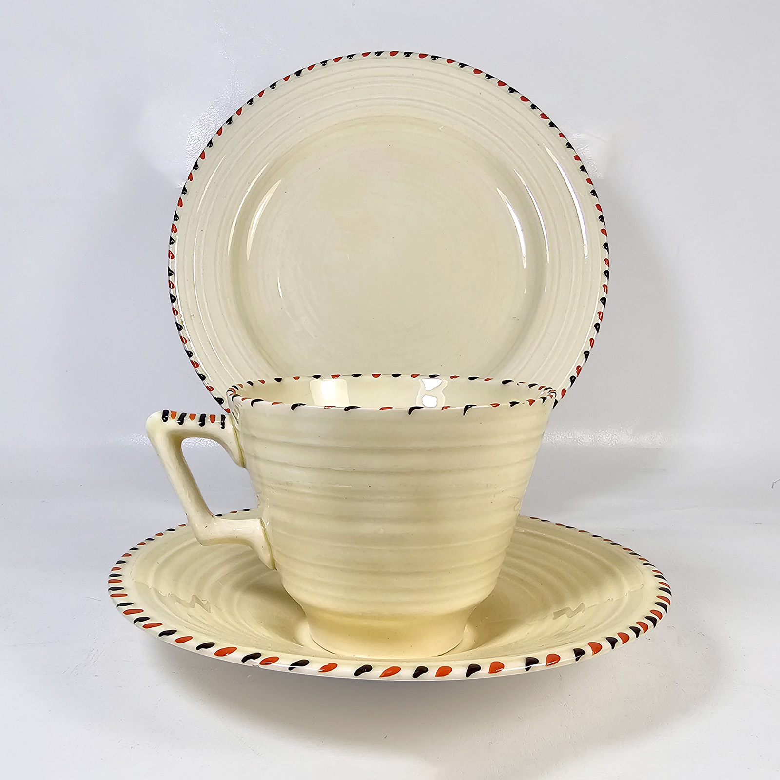 Trío De Té Crown Ducal Inglés Art Decó (7241)