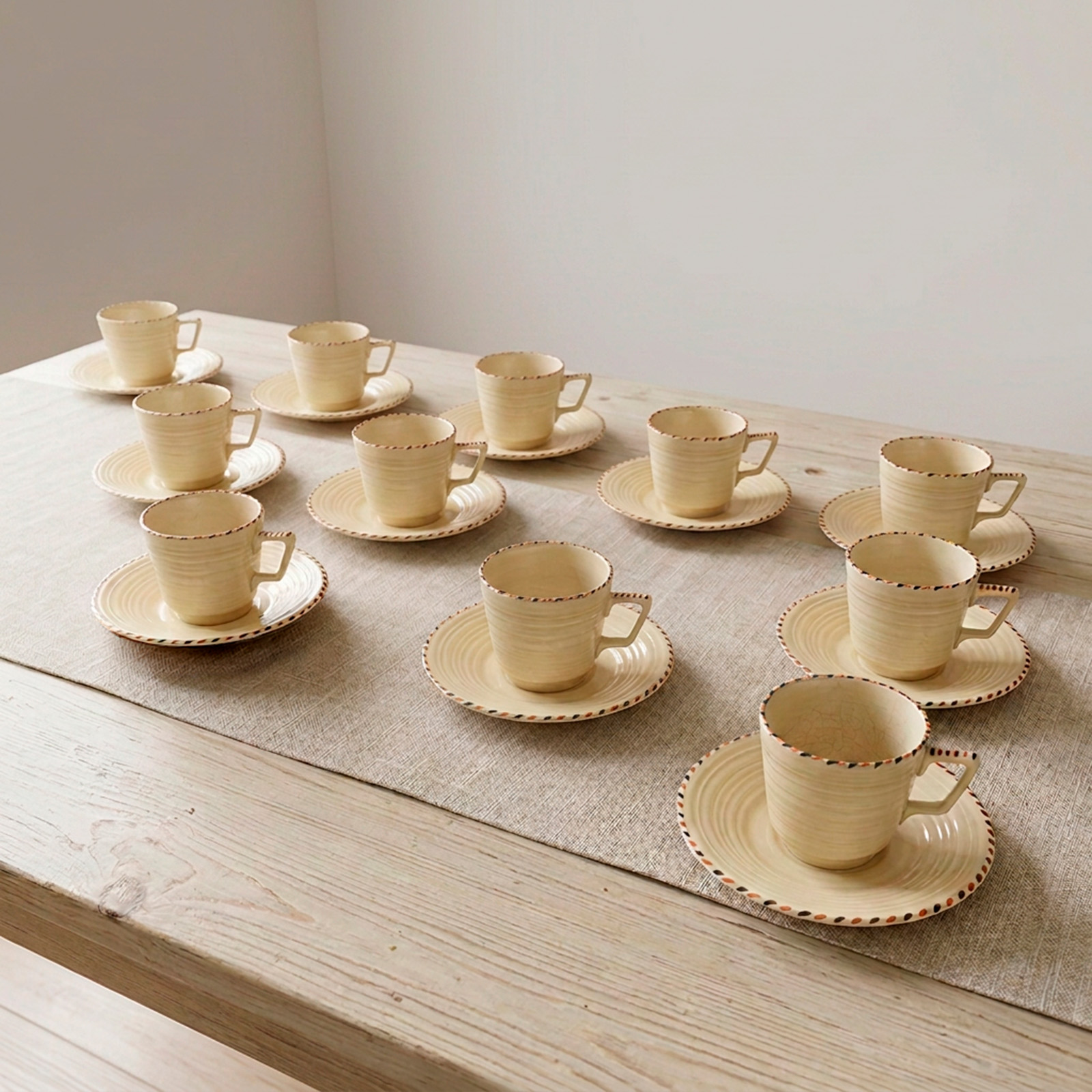 11 Pocillos Café Con Plato Crown Ducal Inglés Art Decó Loza Inglesa (7246)