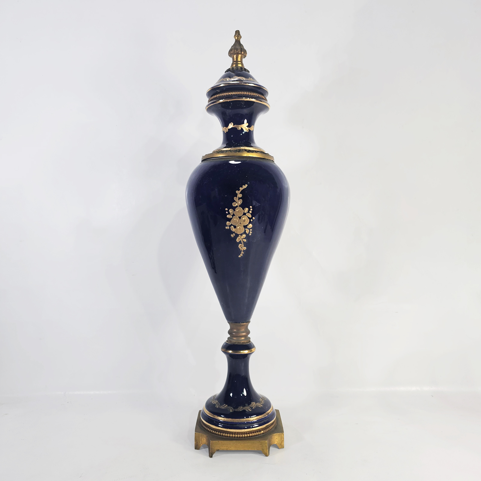 Potiche Porcelana Azul Cobalto Bronce Francés (7252)