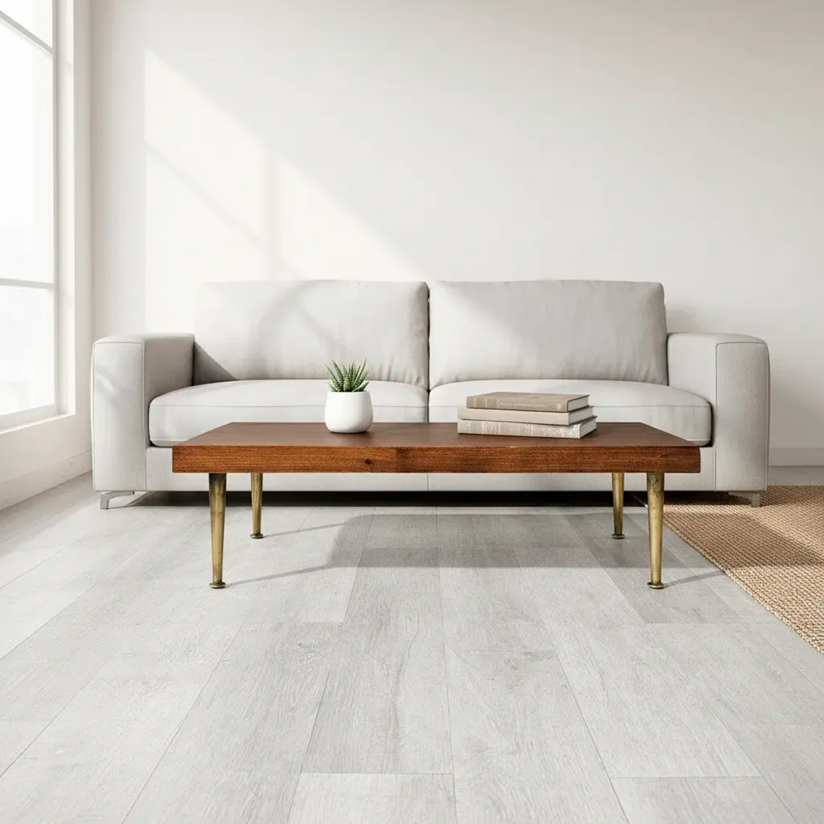 Mesa Ratona Mid Century Caoba Patas Bronce (4267)