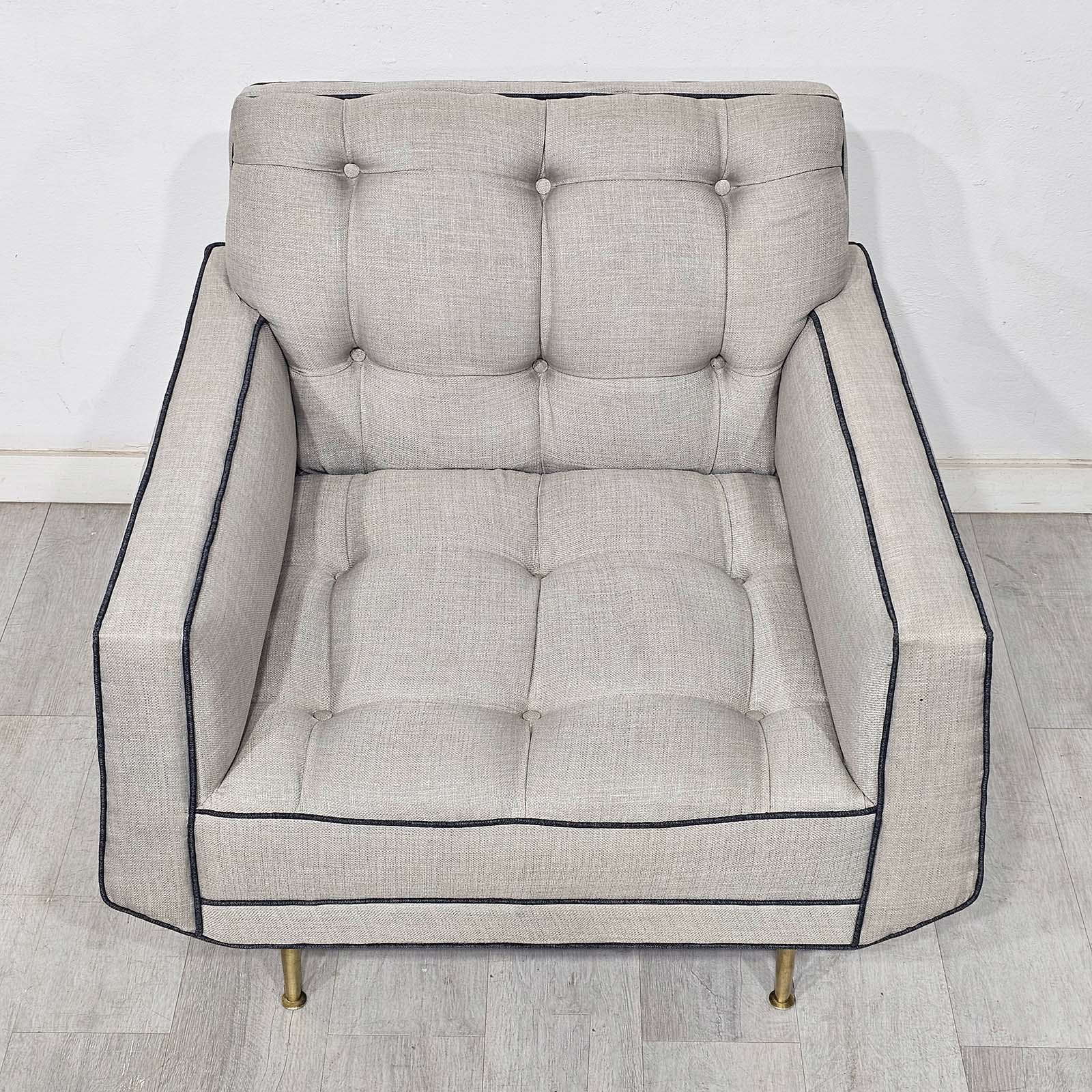 Par Sillones Mid Century Capitoné Patas Bronce (7270)