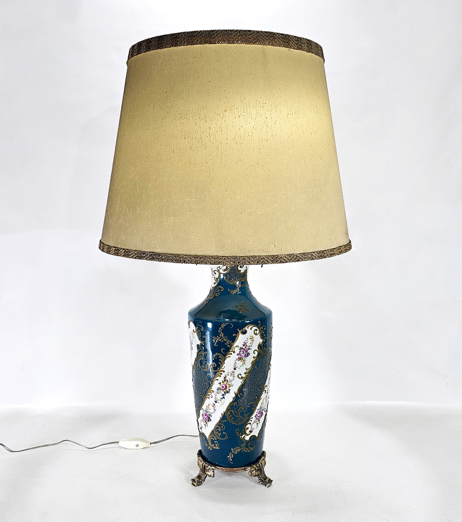 Lámpara Mesa Porcelana Estilo Sèvres Bronce 2 Luces (7274)