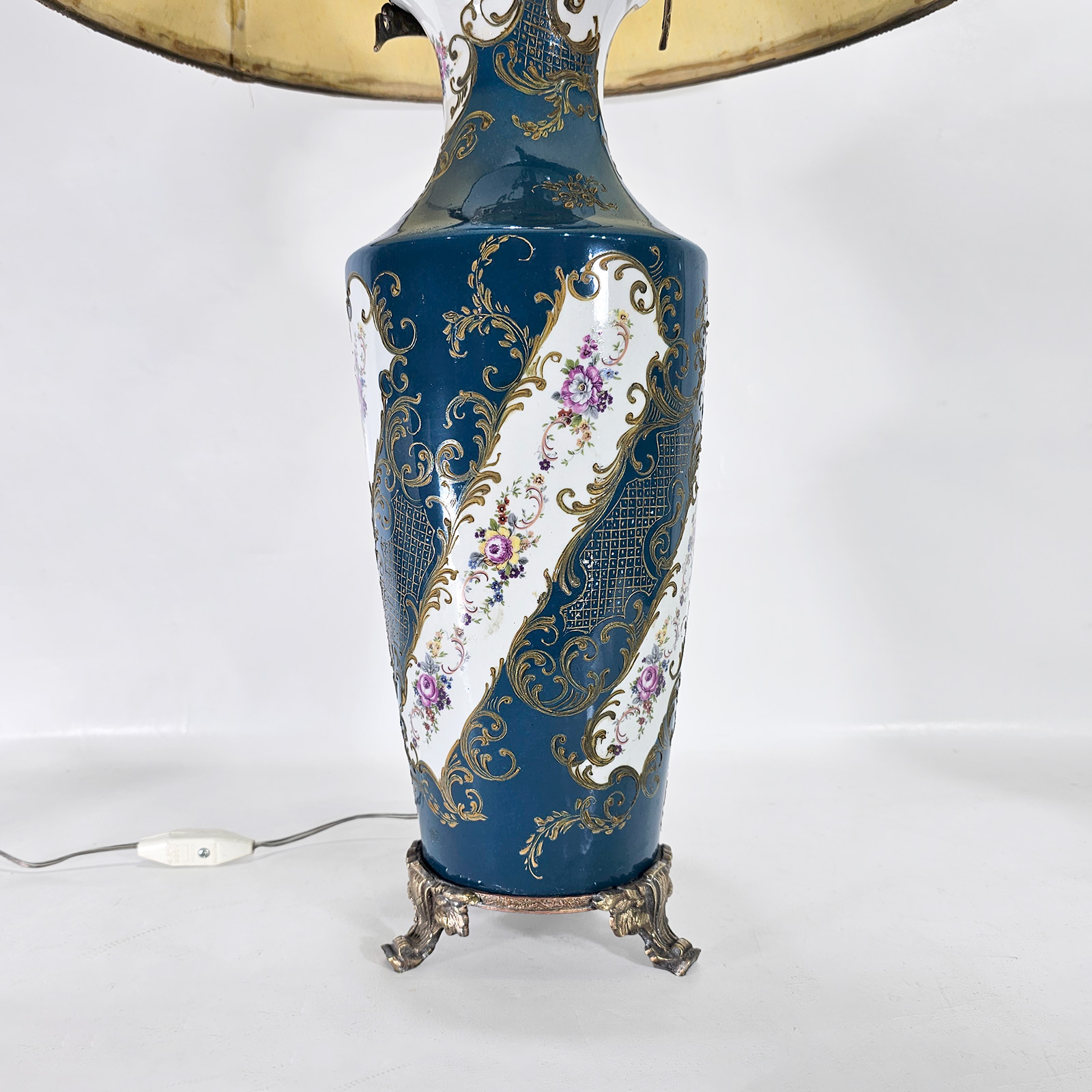 Lámpara Mesa Porcelana Estilo Sèvres Bronce 2 Luces (7274)