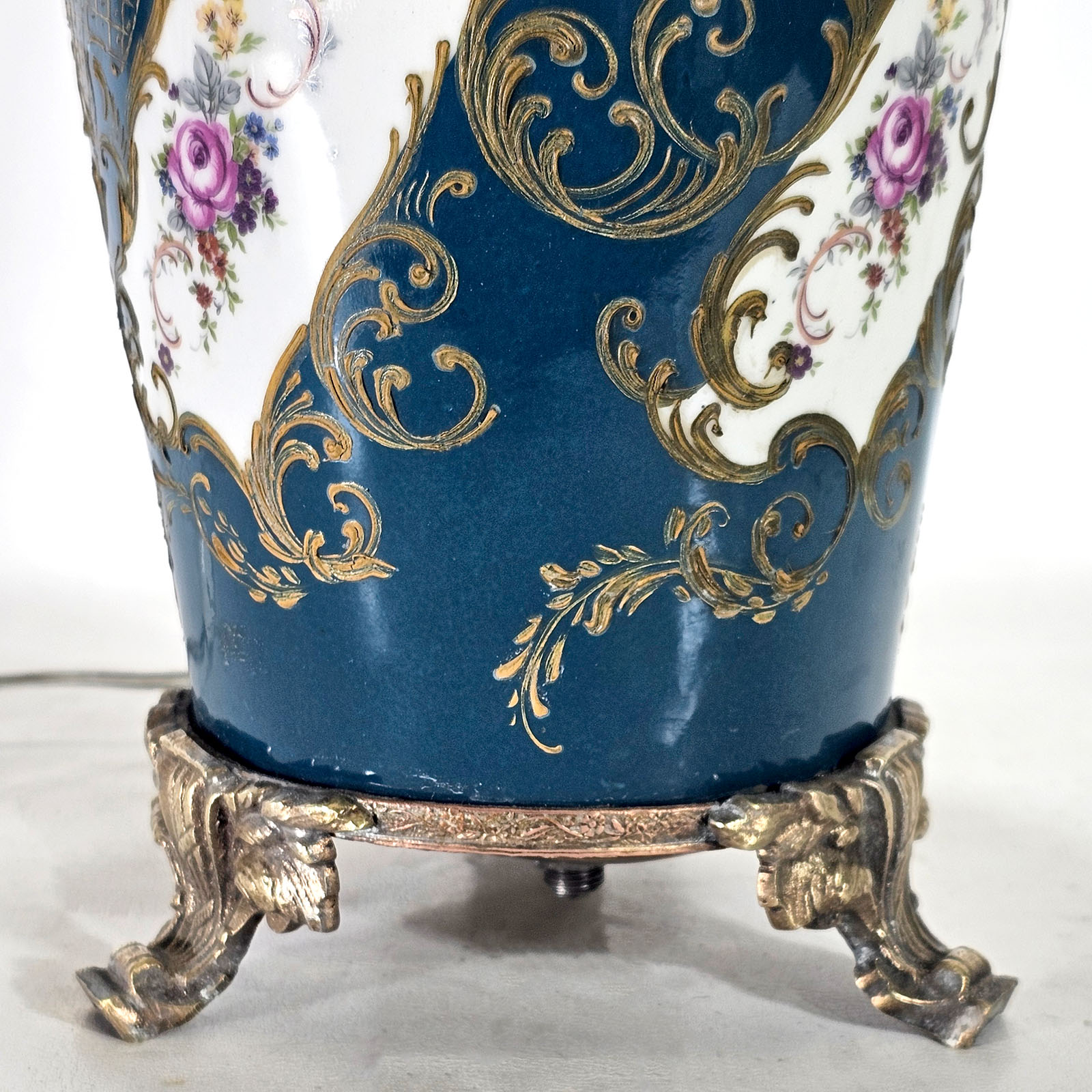 Lámpara Mesa Porcelana Estilo Sèvres Bronce 2 Luces (7274)