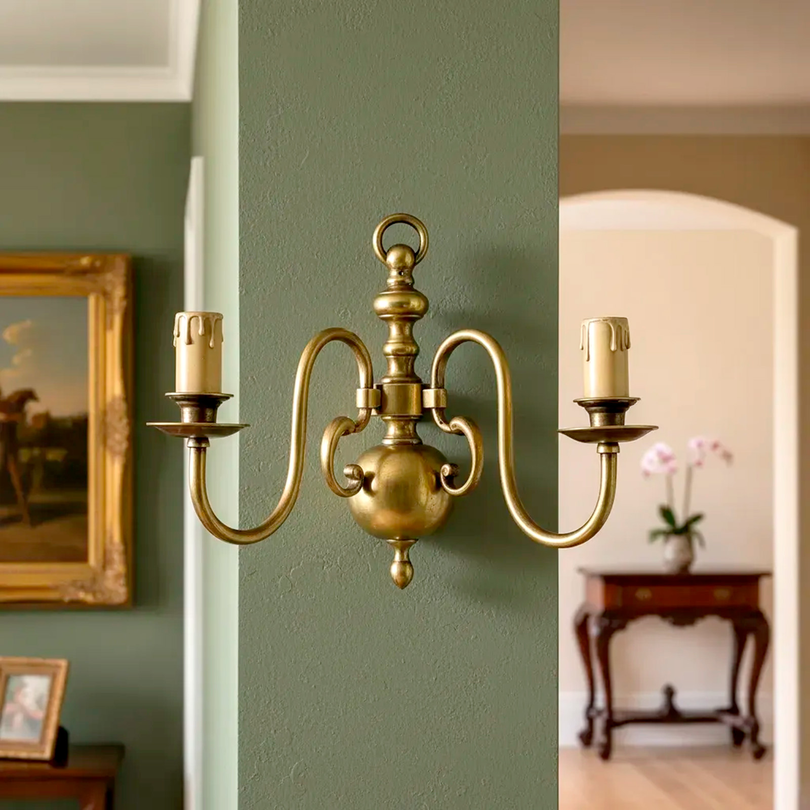 Aplique Pared Bronce Estilo Holandés 2 Luces (7280)