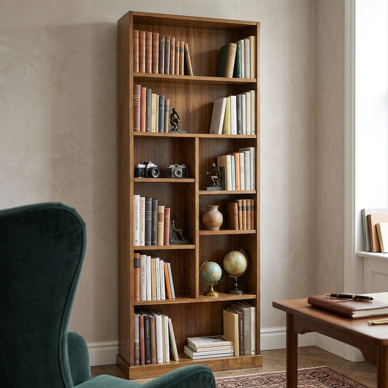 Biblioteca Alta Vintage Enchapada Cedro 203 Cm (7283)