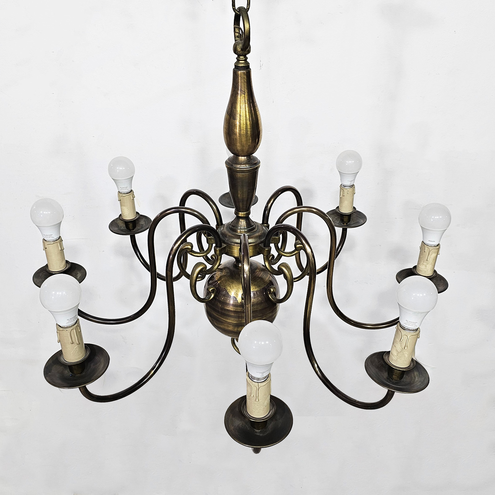 Araña Holandesa Antigua Bronce 8 Luces Bronce Florentino (7288)