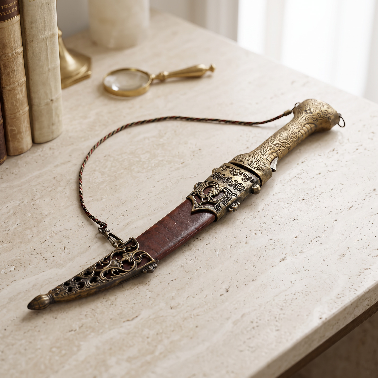 Daga Árabe Tipo Jambiya Con Vaina Decorativa (7320)