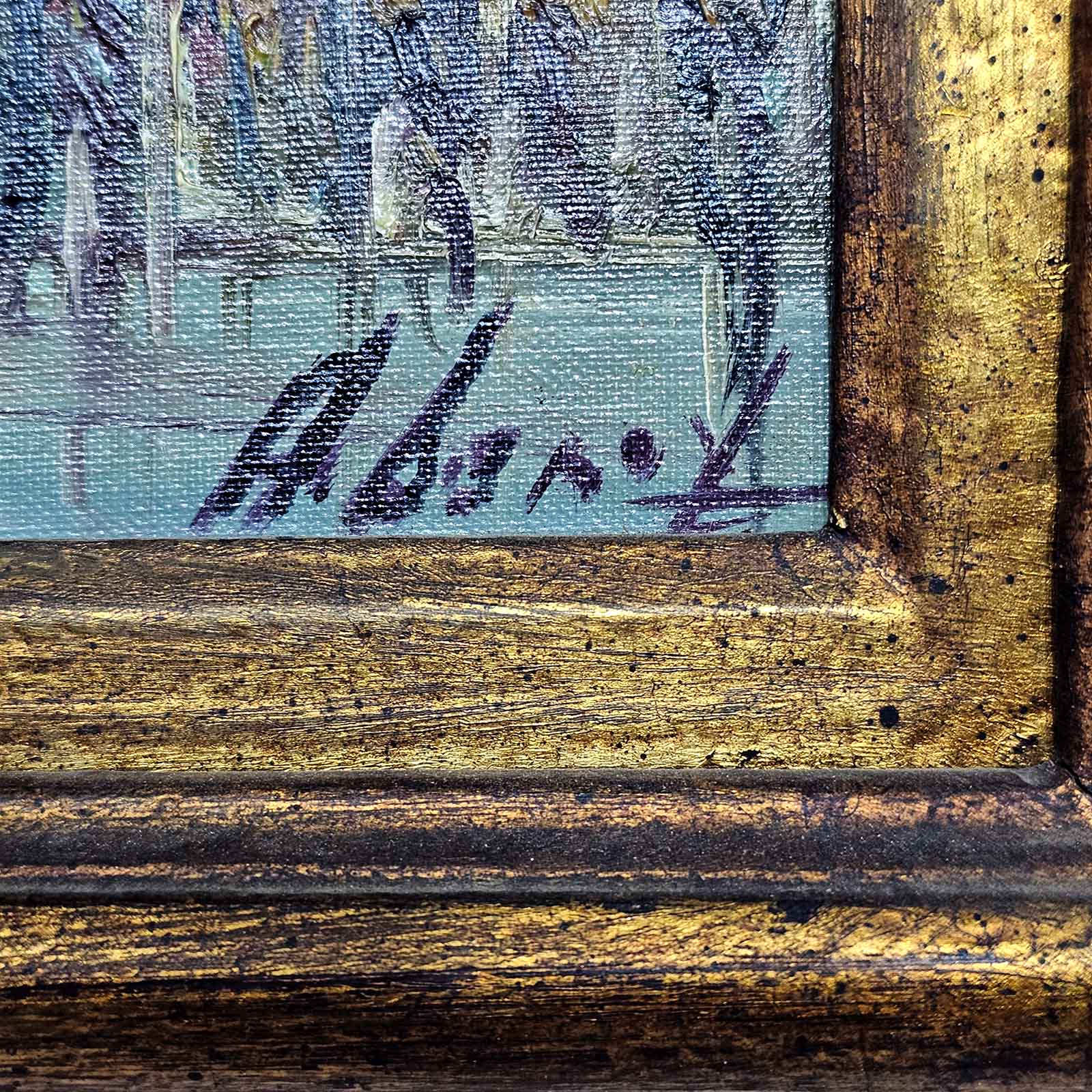 Óleo Sobre Tabla Paisaje Urbano Firmado Con Marco (7325)
