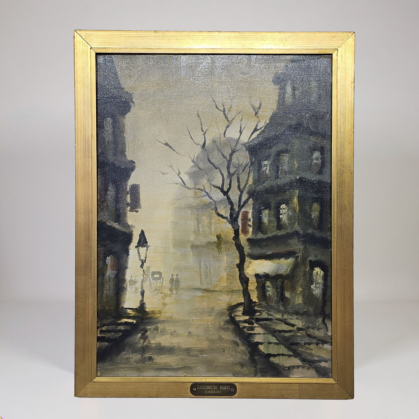 Cuadro Óleo Esquina De París Firmado Cobert (7329)