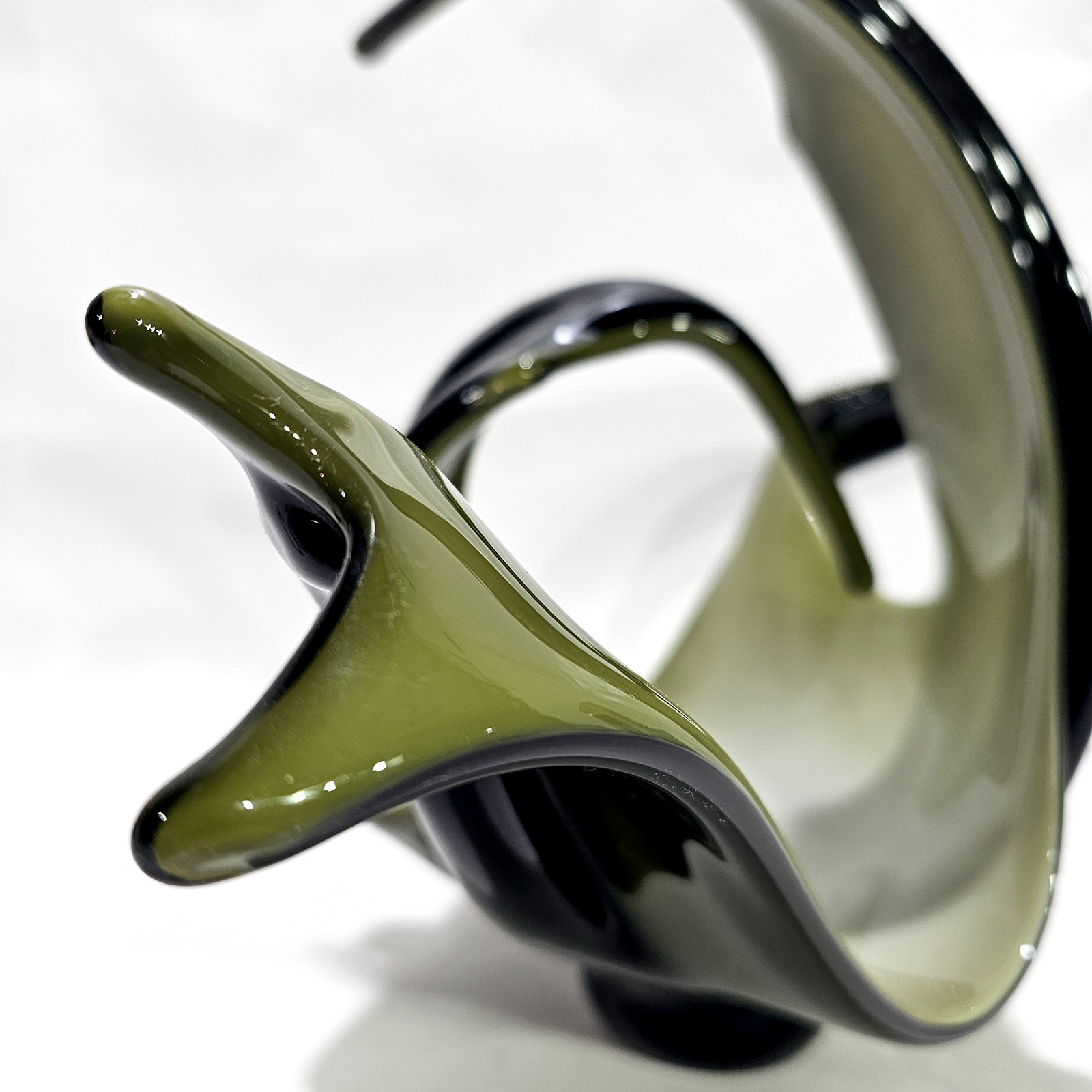 Centro De Mesa Cristal De Murano Artístico Verde Y Negro (7340)