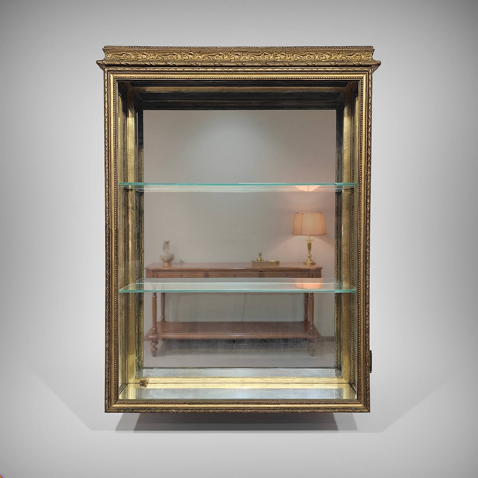 Vitrina Antigua Francesa De Colgar Dorada Con Luz (7355)