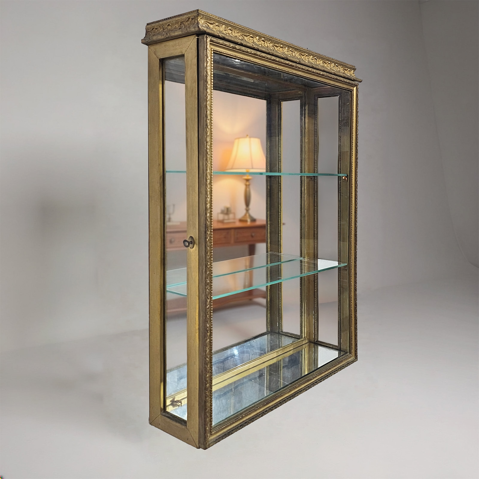 Vitrina Antigua Francesa De Colgar Dorada Con Luz (7355)