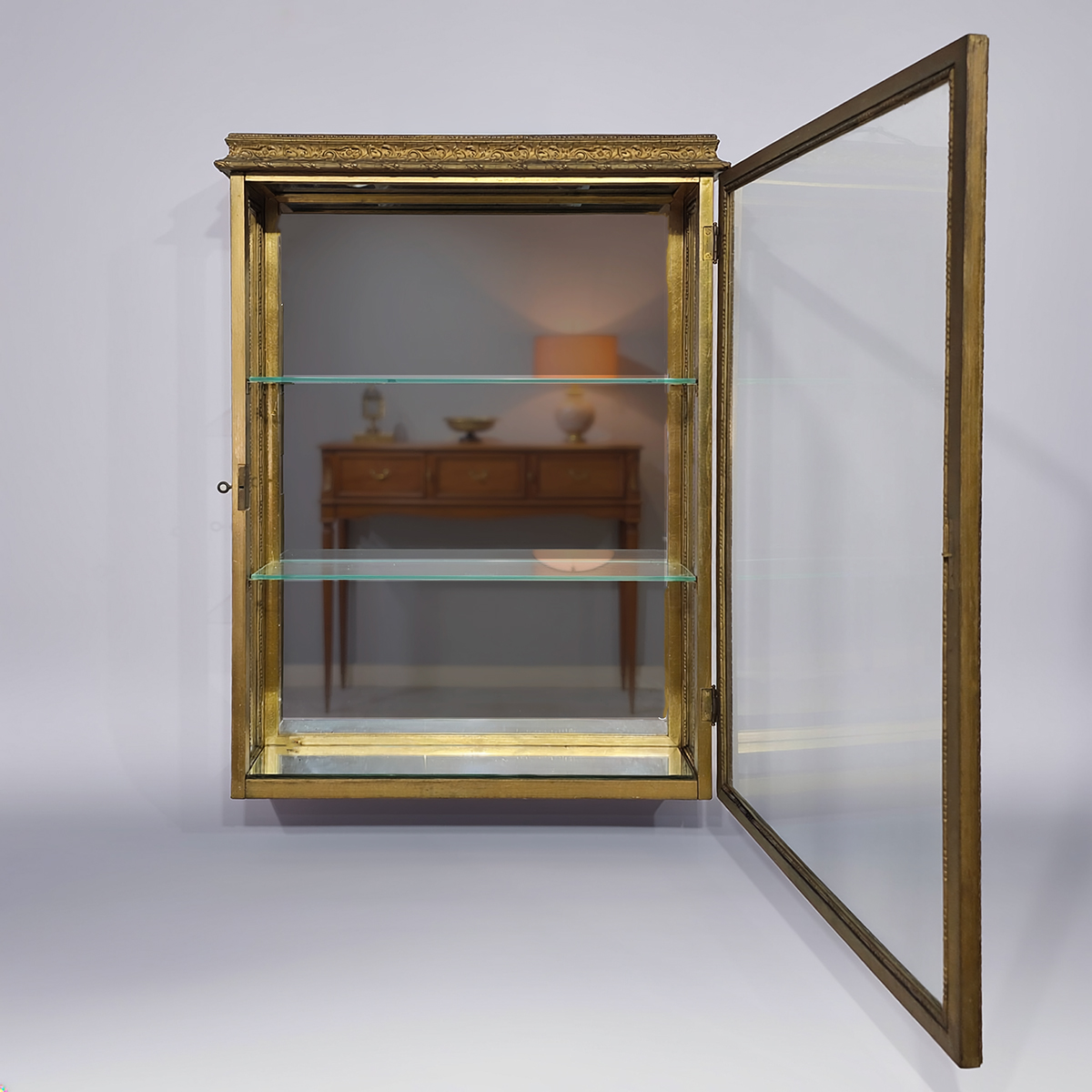Vitrina Antigua Francesa De Colgar Dorada Con Luz (7355)